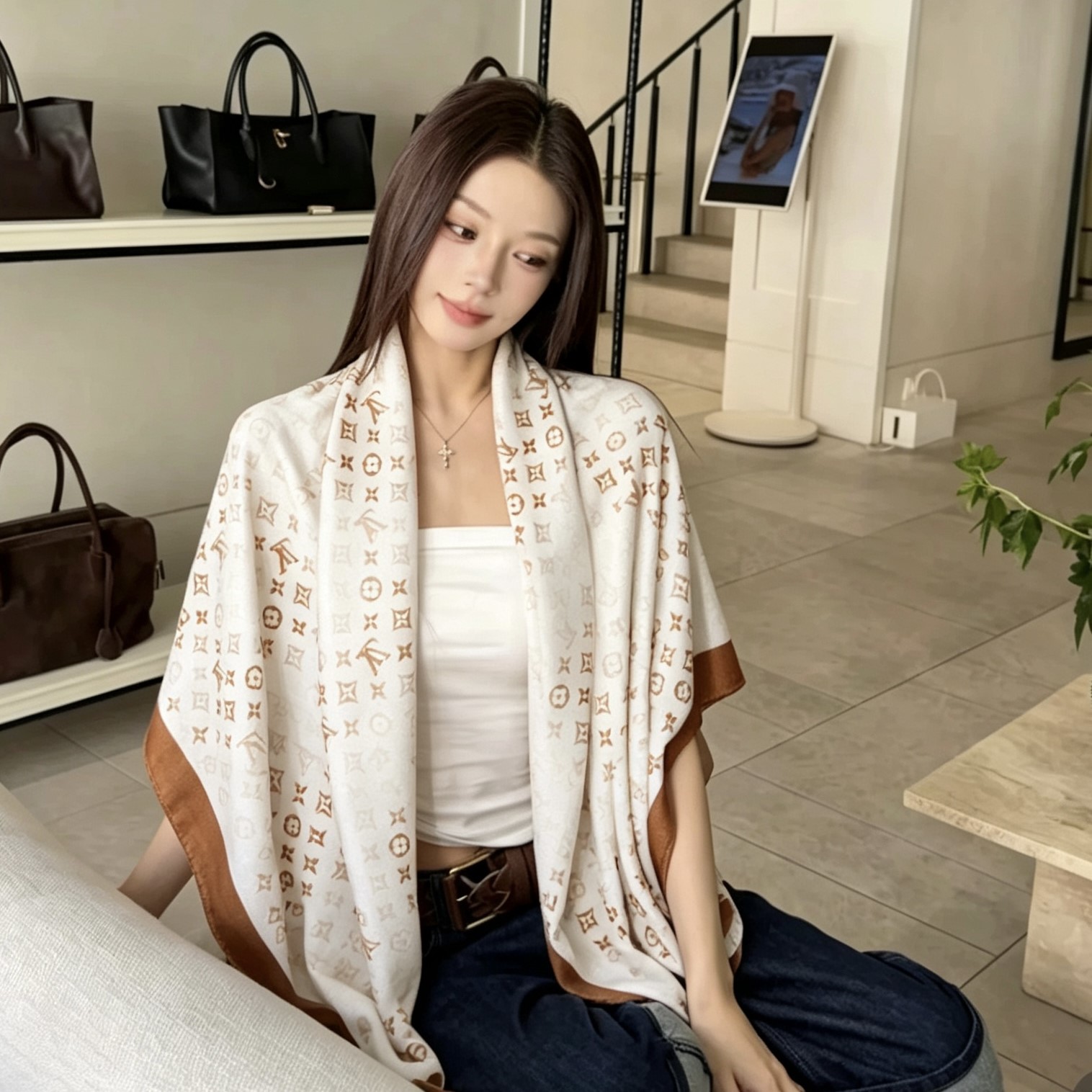 루이비통 LV 사파리 스퀘어 55 스카프