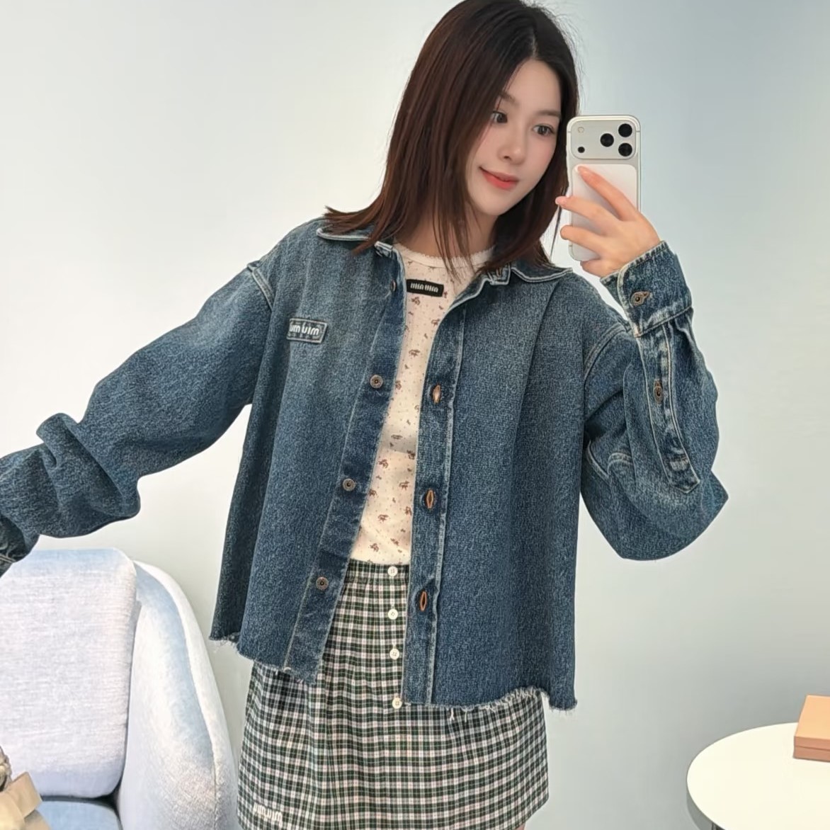 미우미우 여성 데님 셔츠