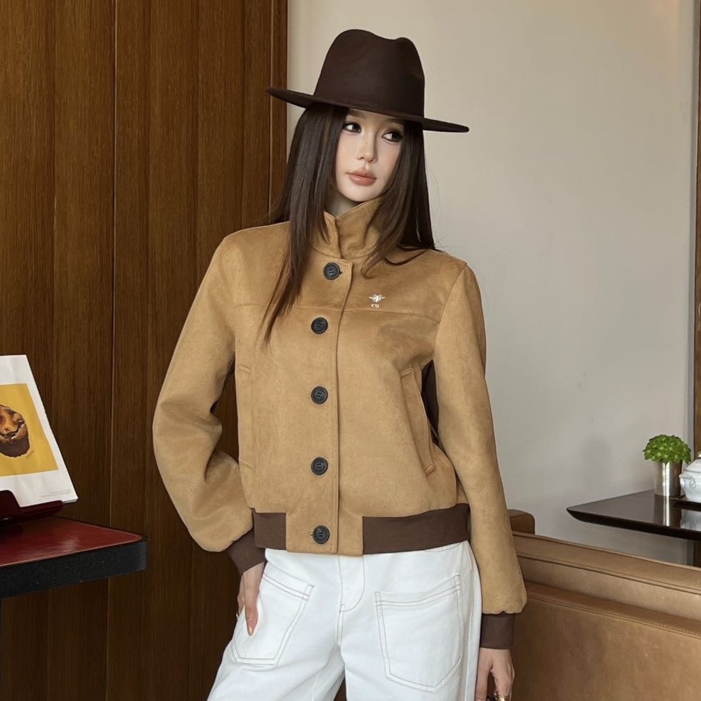 디올 여성 스웨이드 가죽 자켓